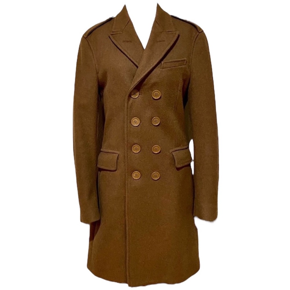NWT Burberry Brit Men’s Double-Breasted Wool Military Coat Brown XS